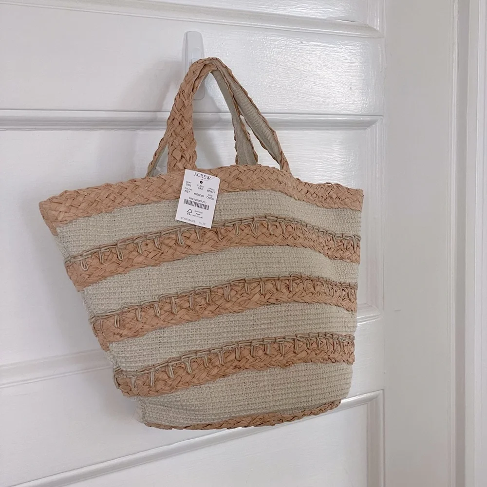 J.CREW FACTORY Straw Tote Bag - Natural - New With Tags - Picture 4 of 7